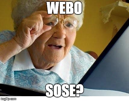 old lady at computer | WEBO SOSE? | image tagged in old lady at computer | made w/ Imgflip meme maker