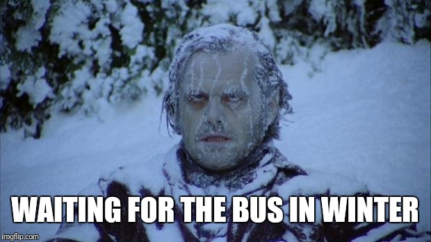 Cold | WAITING FOR THE BUS IN WINTER | image tagged in cold | made w/ Imgflip meme maker