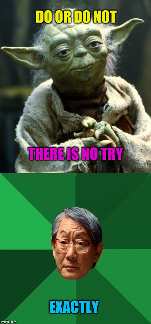 DO OR DO NOT; THERE IS NO TRY; EXACTLY | image tagged in star wars yoda,high expectations asian father | made w/ Imgflip meme maker