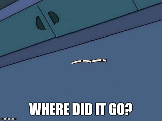 Futurama Fry Eyes | WHERE DID IT GO? | image tagged in futurama fry eyes | made w/ Imgflip meme maker