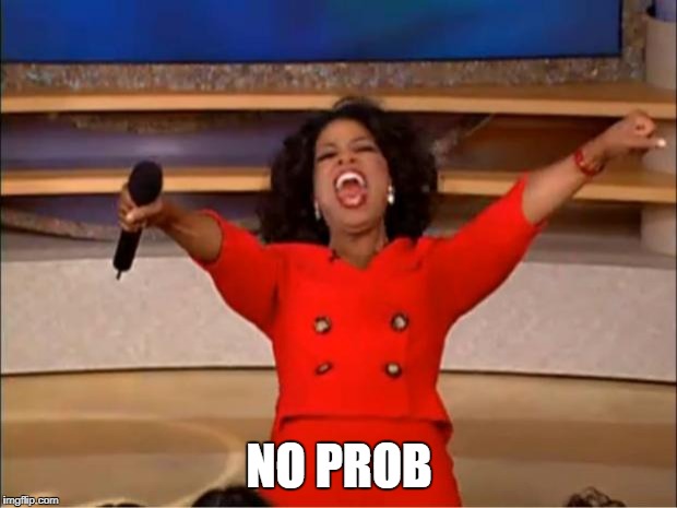 Oprah You Get A Meme | NO PROB | image tagged in memes,oprah you get a | made w/ Imgflip meme maker