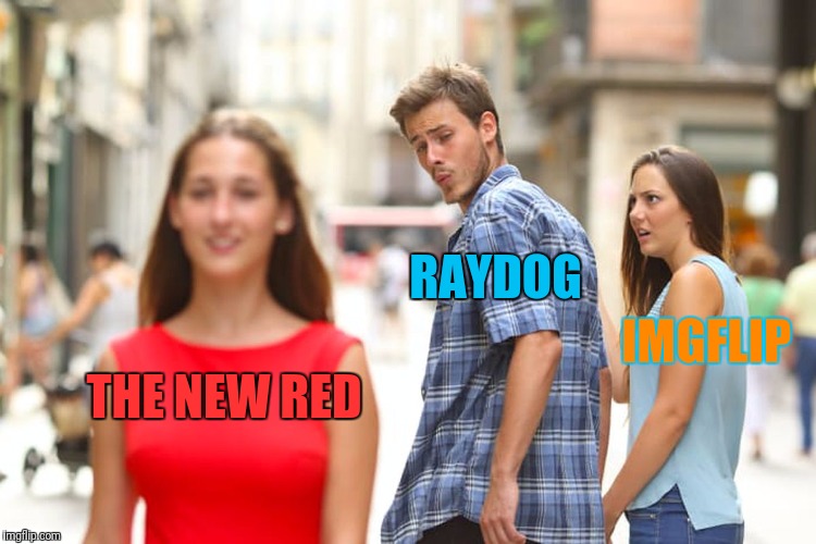 Distracted Boyfriend Meme | THE NEW RED RAYDOG IMGFLIP | image tagged in memes,distracted boyfriend | made w/ Imgflip meme maker