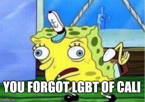 Mocking Spongebob Meme | YOU FORGOT LGBT OF CALI | image tagged in memes,mocking spongebob | made w/ Imgflip meme maker