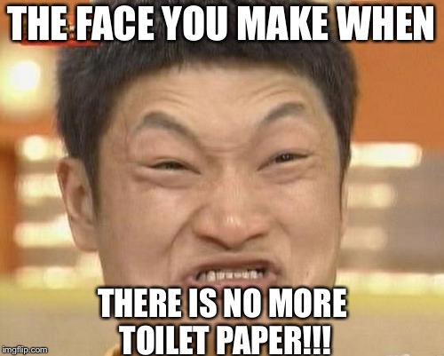 Impossibru Guy Original | THE FACE YOU MAKE WHEN; THERE IS NO MORE TOILET PAPER!!! | image tagged in memes,impossibru guy original | made w/ Imgflip meme maker