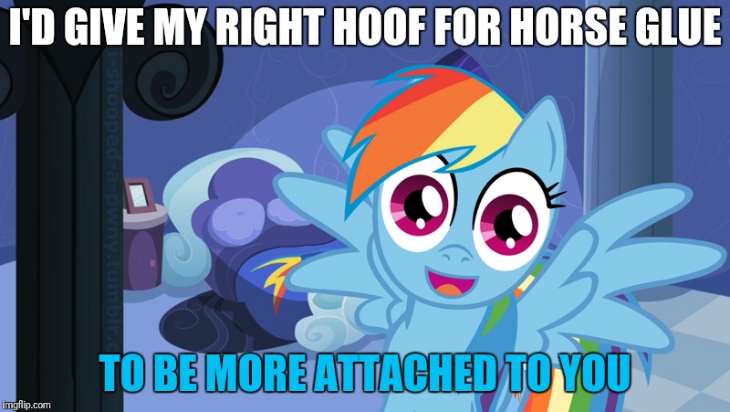 I'D GIVE MY RIGHT HOOF FOR HORSE GLUE TO BE MORE ATTACHED TO YOU | made w/ Imgflip meme maker