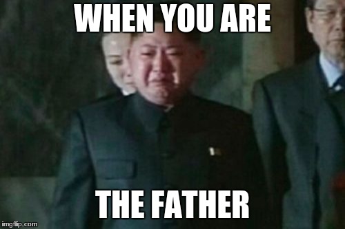 Kim Jong Un Sad | WHEN YOU ARE; THE FATHER | image tagged in memes,kim jong un sad | made w/ Imgflip meme maker