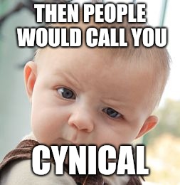 Skeptical Baby Meme | THEN PEOPLE WOULD CALL YOU CYNICAL | image tagged in memes,skeptical baby | made w/ Imgflip meme maker