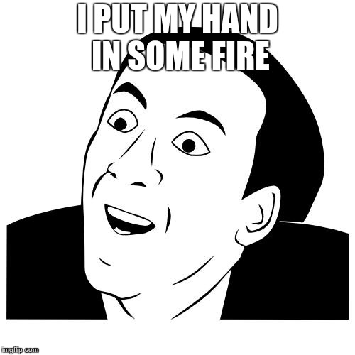 you don't say | I PUT MY HAND IN SOME FIRE | image tagged in you don't say | made w/ Imgflip meme maker