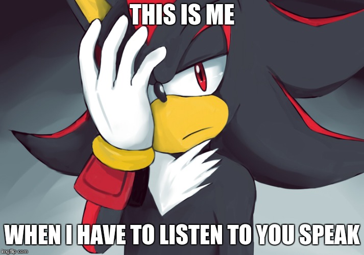 THIS IS ME; WHEN I HAVE TO LISTEN TO YOU SPEAK | image tagged in shadow the hedgehog | made w/ Imgflip meme maker