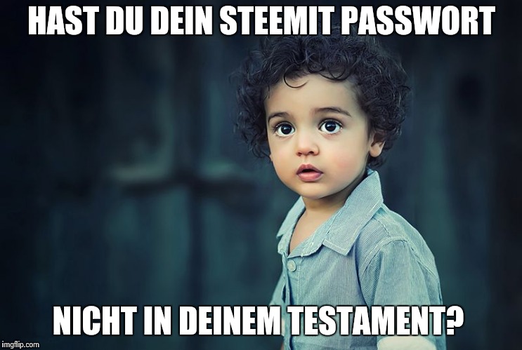HAST DU DEIN STEEMIT PASSWORT; NICHT IN DEINEM TESTAMENT? | made w/ Imgflip meme maker