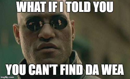 Matrix Morpheus Meme | WHAT IF I TOLD YOU; YOU CAN'T FIND DA WEA | image tagged in memes,matrix morpheus | made w/ Imgflip meme maker
