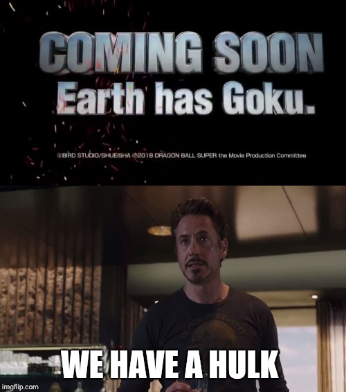 Earth has Goku | WE HAVE A HULK | image tagged in we have a hulk | made w/ Imgflip meme maker