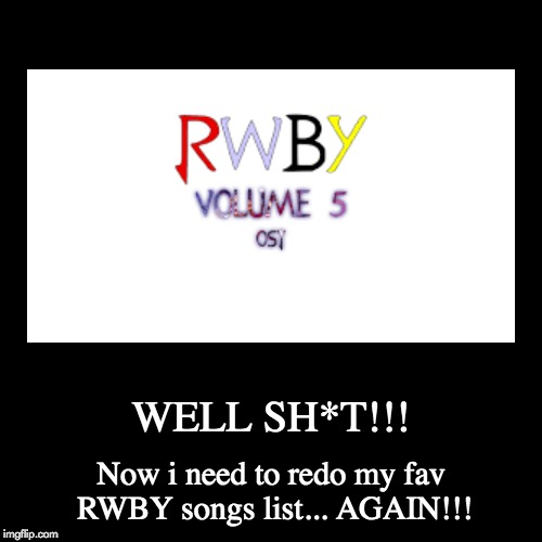 The one downside to RWBY OSTs | image tagged in funny,demotivationals,memes,rwby,soundtrack,music | made w/ Imgflip demotivational maker