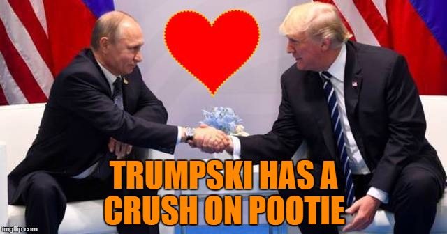 Trumpski & Pootie - The Lovers | TRUMPSKI HAS A; CRUSH ON POOTIE | image tagged in trumpski  pootie - the lovers,donald trump,vladimir putin,lovers,funny,politics | made w/ Imgflip meme maker