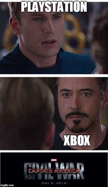 Marvel Civil War 1 | PLAYSTATION; XBOX | image tagged in memes,marvel civil war 1 | made w/ Imgflip meme maker