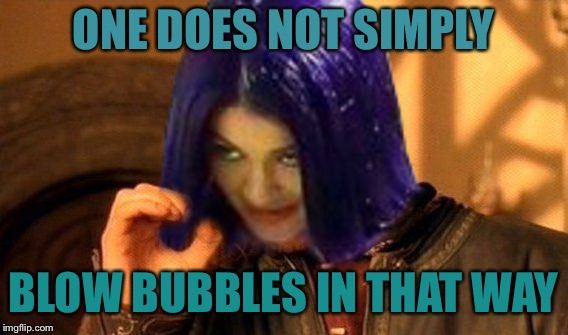 Kylie Does Not Simply | ONE DOES NOT SIMPLY BLOW BUBBLES IN THAT WAY | image tagged in kylie does not simply | made w/ Imgflip meme maker