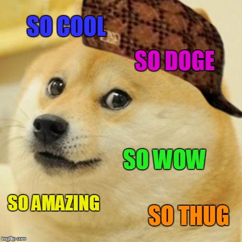 Doge Meme | SO COOL; SO DOGE; SO WOW; SO AMAZING; SO THUG | image tagged in memes,doge,scumbag | made w/ Imgflip meme maker