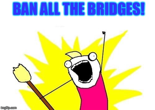 X All The Y Meme | BAN ALL THE BRIDGES! | image tagged in memes,x all the y | made w/ Imgflip meme maker