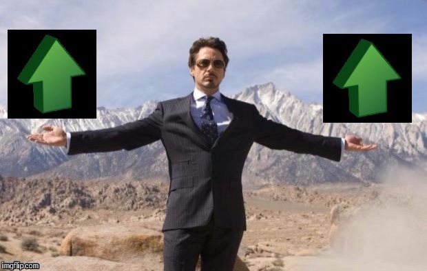 Ironman upvote | X | image tagged in ironman upvote | made w/ Imgflip meme maker