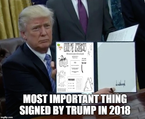 Trump Bill Signing Meme | MOST IMPORTANT THING SIGNED BY TRUMP IN 2018 | image tagged in memes,trump bill signing | made w/ Imgflip meme maker