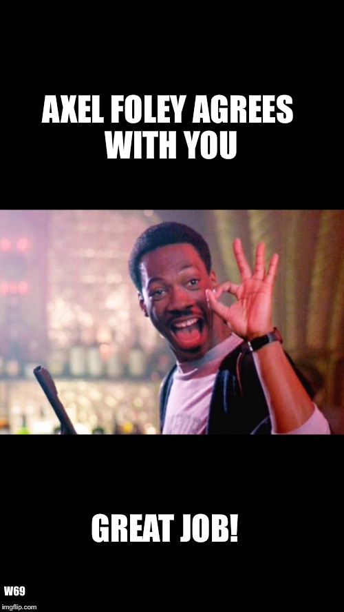 AXEL FOLEY AGREES WITH YOU; GREAT JOB! W69 | image tagged in axel foley,great job | made w/ Imgflip meme maker