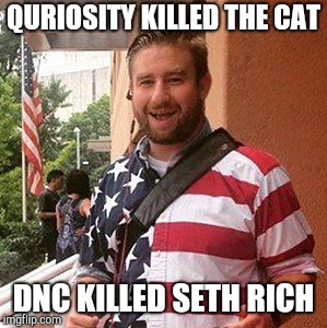 The cat killed Seth Rich?! | QURIOSITY KILLED THE CAT; DNC KILLED SETH RICH | image tagged in seth rich,dncleaks,meme war,kek,wikileaks | made w/ Imgflip meme maker