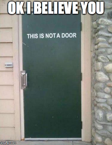 Confused Door | OK I BELIEVE YOU | image tagged in confused door | made w/ Imgflip meme maker