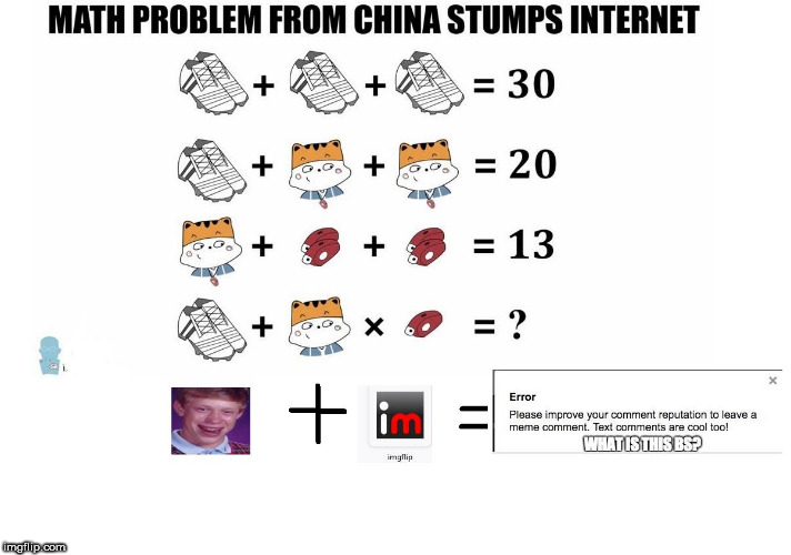 BLB math problem | .                . | image tagged in math problem,china,stumps,internet | made w/ Imgflip meme maker