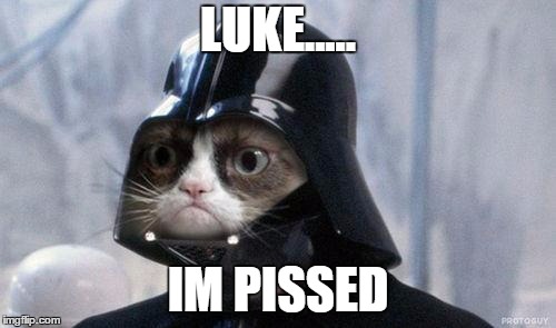 Grumpy Cat Star Wars | LUKE..... IM PISSED | image tagged in memes,grumpy cat star wars,grumpy cat | made w/ Imgflip meme maker