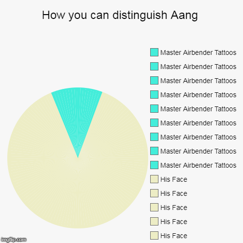 Aang's Face | How you can distinguish Aang | Master Airbender Tattoos, Master Airbender Tattoos, Master Airbender Tattoos, Master Airbender Tattoos, Maste | image tagged in funny,memes,pie charts,aang,avatar the last airbender,face | made w/ Imgflip chart maker