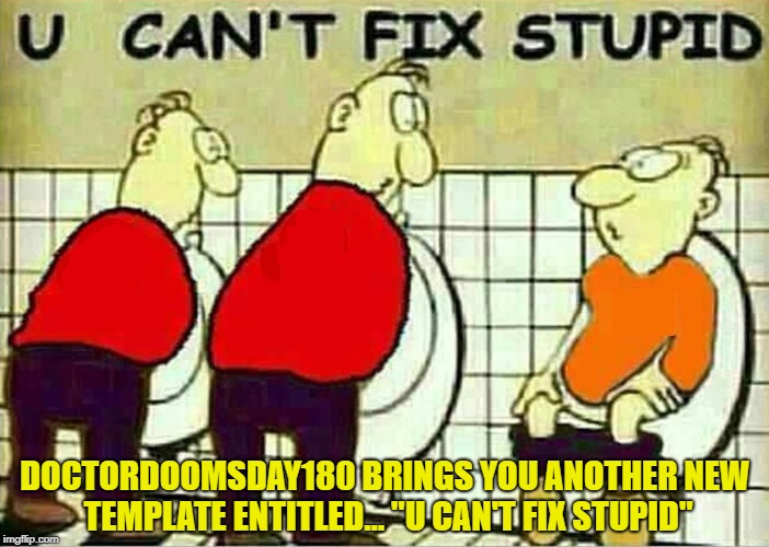 DoctorDoomsday180's new "U Can't Fix Stupid" meme template | DOCTORDOOMSDAY180 BRINGS YOU ANOTHER NEW TEMPLATE ENTITLED... "U CAN'T FIX STUPID" | image tagged in u can't fix stupid,memes,you can't fix stupid,new meme template,doctordoomsday180,meme template | made w/ Imgflip meme maker