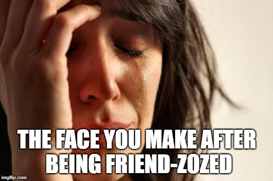First World Problems Meme | THE FACE YOU MAKE AFTER BEING FRIEND-ZOZED | image tagged in memes,first world problems | made w/ Imgflip meme maker