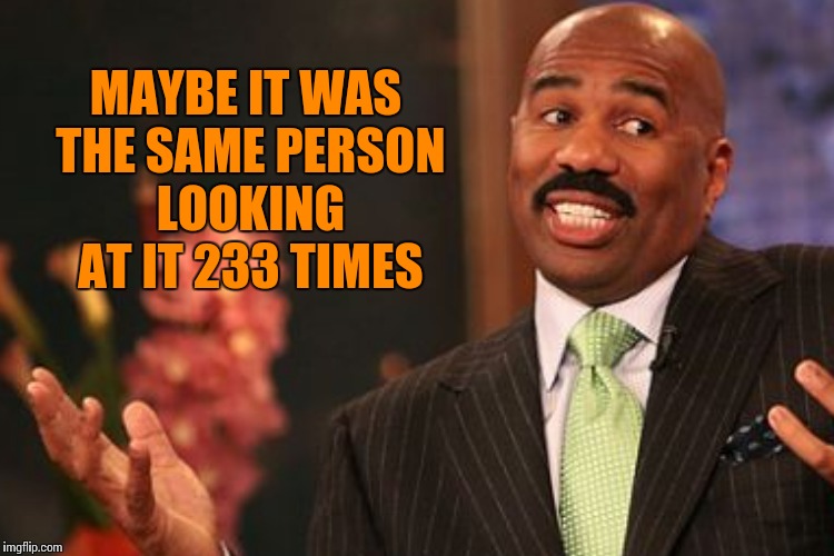 MAYBE IT WAS THE SAME PERSON LOOKING AT IT 233 TIMES | made w/ Imgflip meme maker
