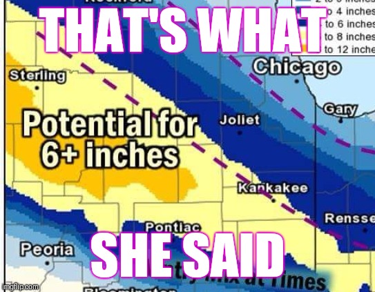 That's what she said | THAT'S WHAT; SHE SAID | image tagged in that's what she said,6 inches,peen joke,chicago | made w/ Imgflip meme maker
