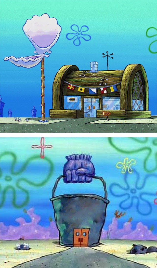 High Quality Krusty Krab vs. Chum Bucket Blank Meme Template