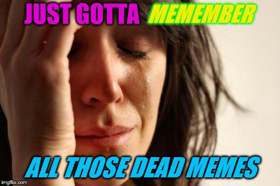 First World Problems Meme | JUST GOTTA ALL THOSE DEAD MEMES MEMEMBER | image tagged in memes,first world problems | made w/ Imgflip meme maker