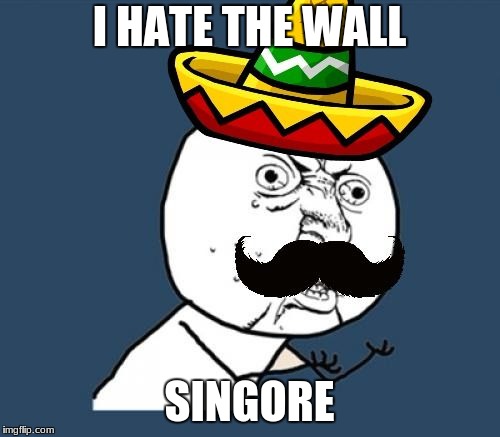 Y U no Mexican | I HATE THE WALL; SINGORE | image tagged in y u no mexican | made w/ Imgflip meme maker