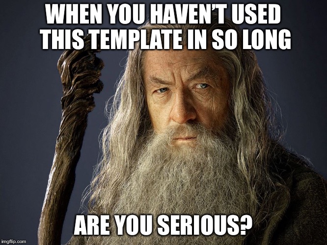 Are you serious? Gandalf | WHEN YOU HAVEN’T USED THIS TEMPLATE IN SO LONG; ARE YOU SERIOUS? | image tagged in are you serious gandalf,custom template,memes,funny,gandalf | made w/ Imgflip meme maker