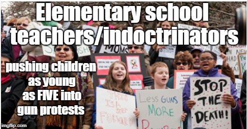 I'm sure these elementary age children took the initiative to make these signs and march... | Elementary school teachers/indoctrinators pushing children as young as FIVE into gun protests | image tagged in elementary,children,gun control,indoctrination,agenda,memes | made w/ Imgflip meme maker