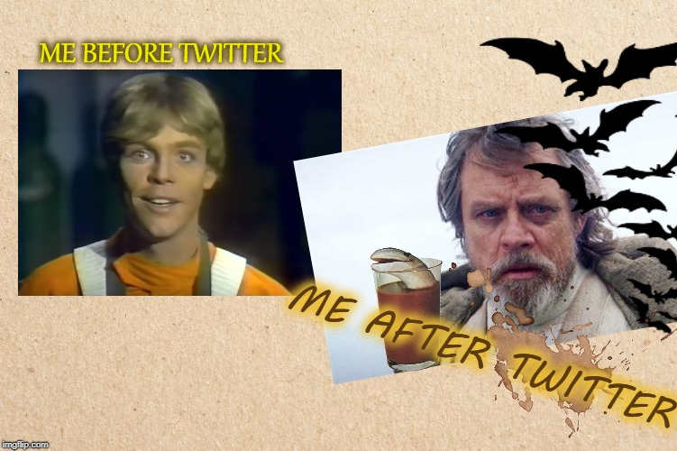 Before and fater | ME BEFORE TWITTER; ME AFTER TWITTER | image tagged in twitter,xanax luke | made w/ Imgflip meme maker