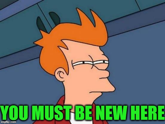 Futurama Fry Meme | YOU MUST BE NEW HERE | image tagged in memes,futurama fry | made w/ Imgflip meme maker