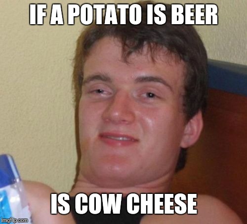 10 Guy Meme | IF A POTATO IS BEER IS COW CHEESE | image tagged in memes,10 guy | made w/ Imgflip meme maker