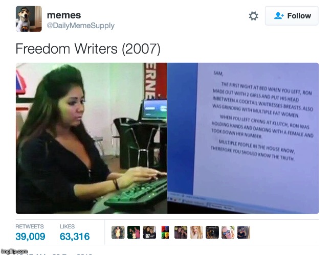 Freedom writers  | image tagged in jersey shore,miami | made w/ Imgflip meme maker