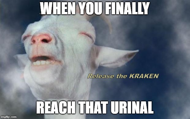 http://www.elafter.com/wp-content/uploads/2013/10/smokehigh-goat | WHEN YOU FINALLY; Release the KRAKEN; REACH THAT URINAL | image tagged in http//wwwelaftercom/wp-content/uploads/2013/10/smokehigh-goat | made w/ Imgflip meme maker