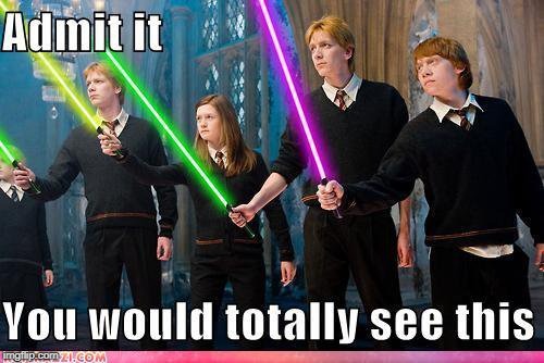 Harry Potter Lightsaber Meme  | image tagged in harry potter,lightsaber | made w/ Imgflip meme maker