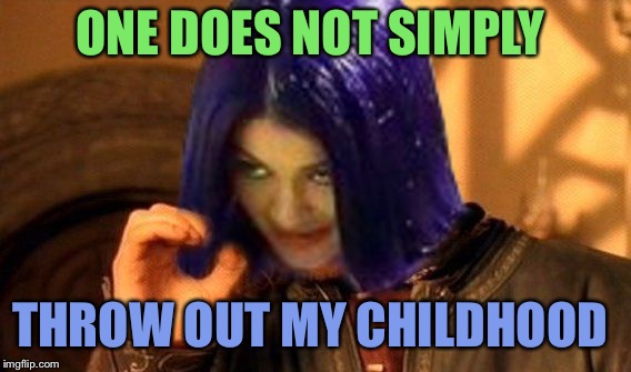 Kylie Does Not Simply | ONE DOES NOT SIMPLY THROW OUT MY CHILDHOOD | image tagged in kylie does not simply | made w/ Imgflip meme maker
