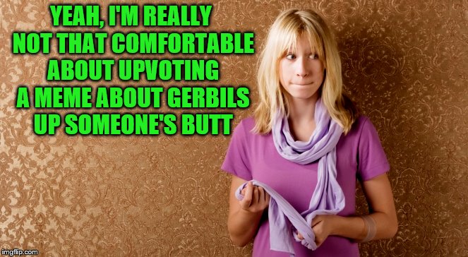 YEAH, I'M REALLY NOT THAT COMFORTABLE ABOUT UPVOTING A MEME ABOUT GERBILS UP SOMEONE'S BUTT | made w/ Imgflip meme maker