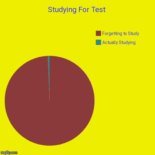 Studying For Test | Actually Studying, Forgetting to Study | image tagged in funny,pie charts | made w/ Imgflip chart maker