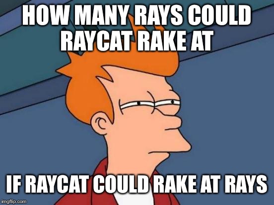 Futurama Fry | HOW MANY RAYS COULD RAYCAT RAKE AT; IF RAYCAT COULD RAKE AT RAYS | image tagged in memes,futurama fry | made w/ Imgflip meme maker