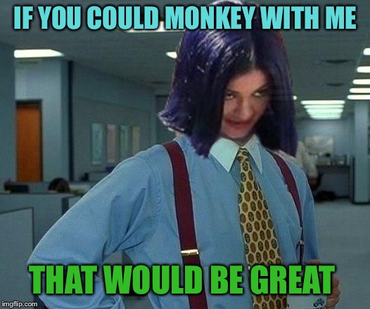 Kylie Would Be Great | IF YOU COULD MONKEY WITH ME THAT WOULD BE GREAT | image tagged in kylie would be great | made w/ Imgflip meme maker